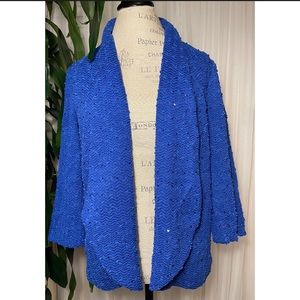 🌹SOLD🌹Vintage 1990s Cobalt Blue Sequin Shawl Collared Blazer. Lined. Size: 16